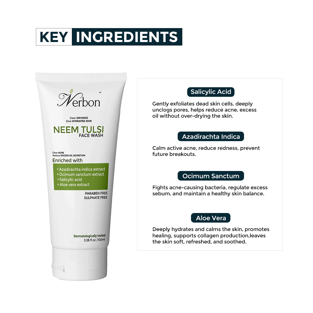 Nerbon Neem & Tulsi Face Wash – Herbal Acne Control